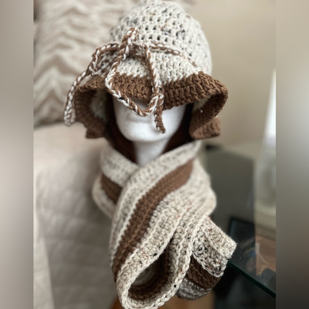 3pc Handmade Crochet Hat and Infinite Scarf